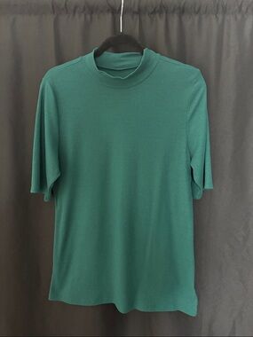 torrid Teal Short-Sleeve Mock Neck Ribbed Tee